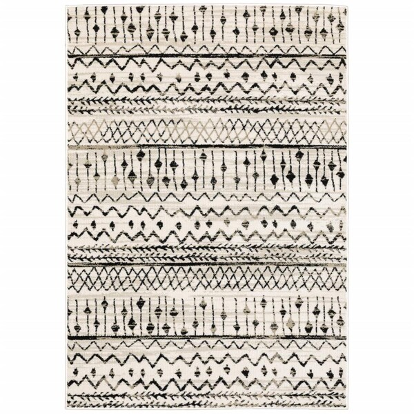 Palacedesigns 7 x 9 ft. Ivory & Black Eclectic Patterns Indoor Area Rug PA3097160 - main